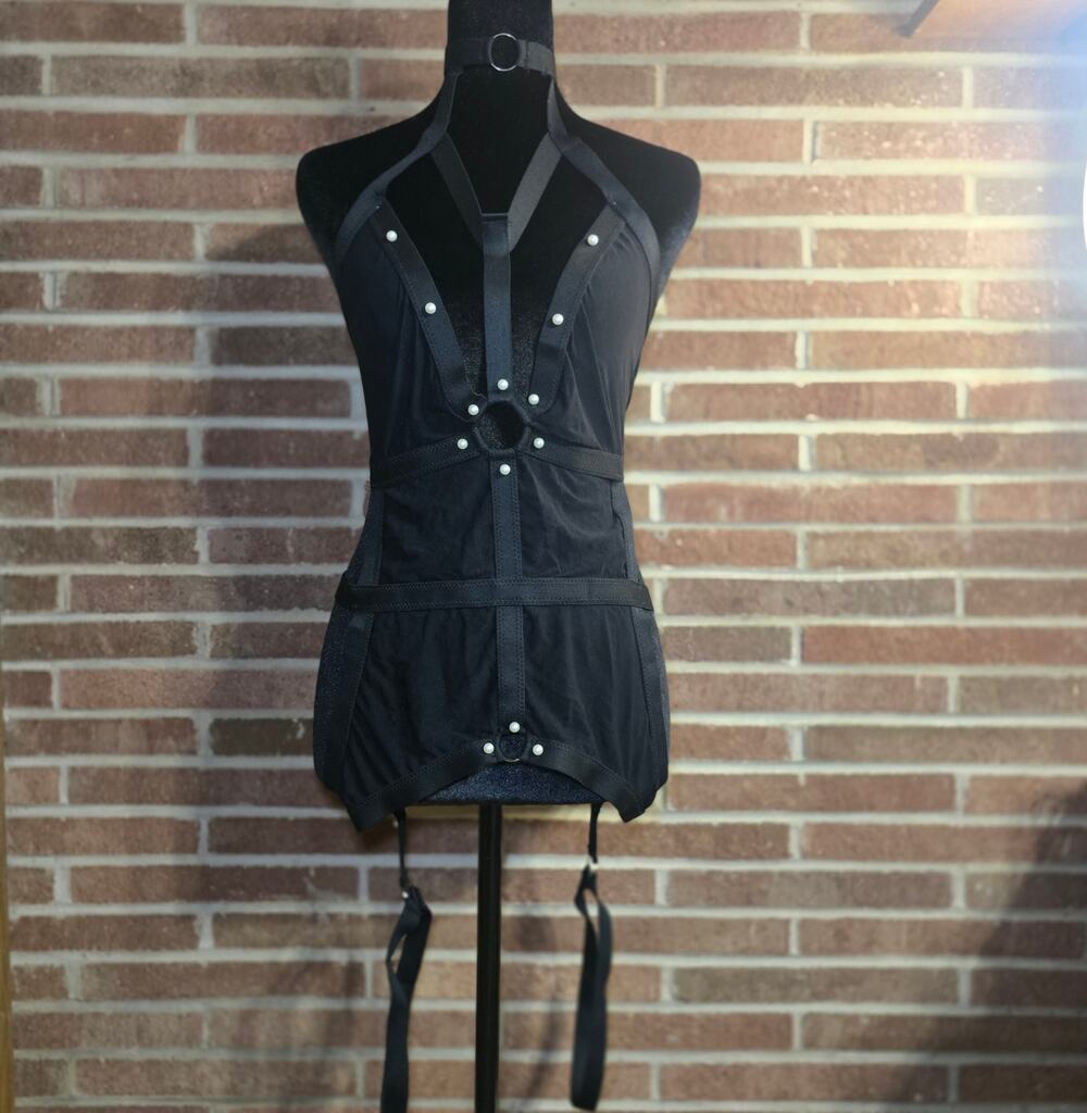 Killstar Black "Bury Me" Bondage Bodycon Mini Dress Halter Garter Plus Size 4XL